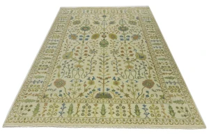 Ivory Floral Traditional 9X12 Oushak Chobi Oriental Rug