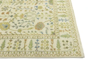Ivory Floral Traditional 9X12 Oushak Chobi Oriental Rug