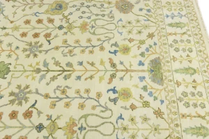 Ivory Floral Traditional 9X12 Oushak Chobi Oriental Rug