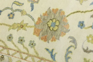 Ivory Floral Traditional 9X12 Oushak Chobi Oriental Rug
