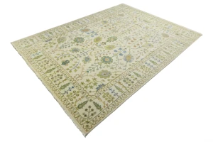 Ivory Floral Traditional 9X12 Oushak Chobi Oriental Rug