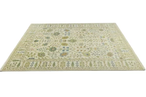 Ivory Floral Traditional 9X12 Oushak Chobi Oriental Rug
