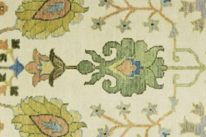 Ivory Floral Traditional 9X12 Oushak Chobi Oriental Rug
