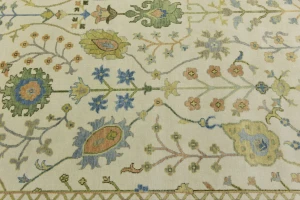 Ivory Floral Traditional 9X12 Oushak Chobi Oriental Rug