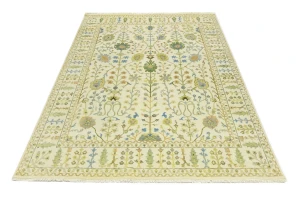 Ivory Floral Traditional 8X10 Oushak Chobi Oriental Rug