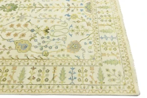 Ivory Floral Traditional 8X10 Oushak Chobi Oriental Rug