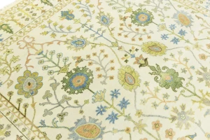 Ivory Floral Traditional 8X10 Oushak Chobi Oriental Rug