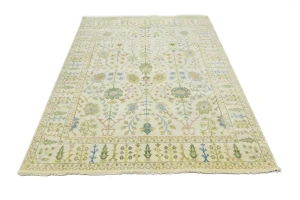 Ivory Floral Traditional 8X10 Oushak Chobi Oriental Rug