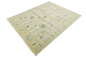Ivory Floral Traditional 8X10 Oushak Chobi Oriental Rug