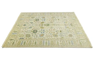 Ivory Floral Traditional 8X10 Oushak Chobi Oriental Rug
