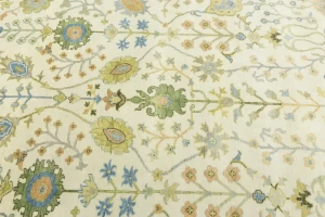 Ivory Floral Traditional 8X10 Oushak Chobi Oriental Rug