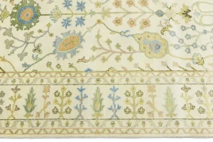 Ivory Floral Traditional 8X10 Oushak Chobi Oriental Rug