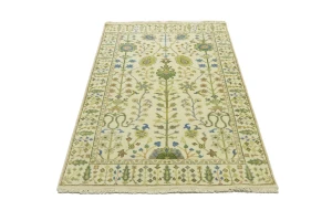 Ivory Floral 4X6 Traditional Osh Chobi Oriental Rug