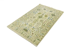 Ivory Floral 4X6 Traditional Osh Chobi Oriental Rug