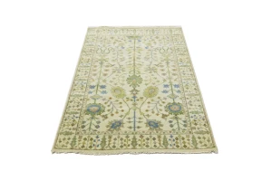 Ivory Floral 4X6 Traditional Osh Chobi Oriental Rug
