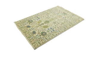 Ivory Floral 4X6 Traditional Osh Chobi Oriental Rug