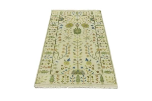 Ivory Floral Traditional 3X5 Oushak Chobi Oriental Rug