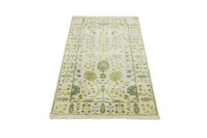 Ivory Floral Traditional 3X5 Oushak Chobi Oriental Rug