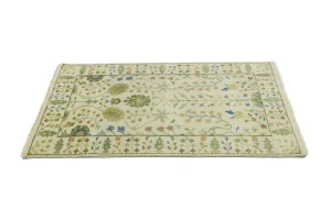 Ivory Floral Traditional 3X5 Oushak Chobi Oriental Rug