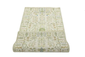 Ivory Floral Traditional 2'6X6 Oushak Chobi Oriental Runner Rug