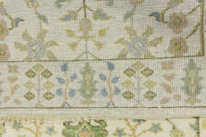 Ivory Floral Traditional 2'6X6 Oushak Chobi Oriental Runner Rug