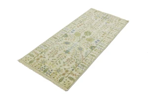 Ivory Floral Traditional 2'6X6 Oushak Chobi Oriental Runner Rug