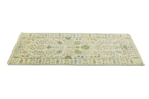 Ivory Floral Traditional 2'6X6 Oushak Chobi Oriental Runner Rug