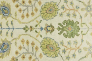 Ivory Floral Traditional 2'6X6 Oushak Chobi Oriental Runner Rug