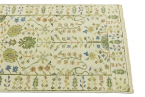 Ivory Floral Traditional 2'6X6 Oushak Chobi Oriental Runner Rug