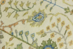 Ivory Floral Traditional 2'6X6 Oushak Chobi Oriental Runner Rug