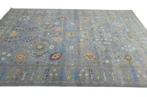 Muted Colors Floral 10X14 Oushak Chobi Oriental Rug