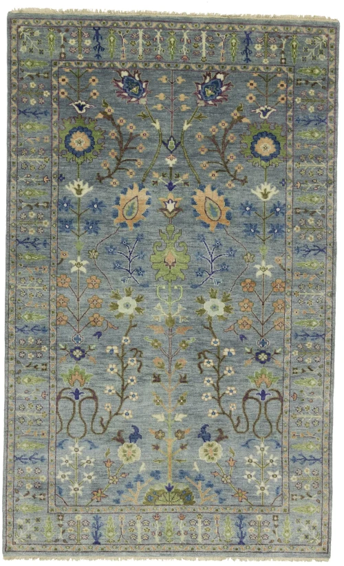 Muted Colors Floral 5X8 Oushak Chobi Oriental Rug