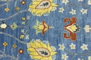 Blue Floral Traditional 12X15 Oushak Chobi Oriental Rug