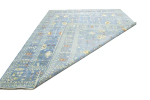 Blue Floral Traditional 12X15 Oushak Chobi Oriental Rug