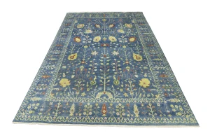 Blue Floral Traditional 12X15 Oushak Chobi Oriental Rug