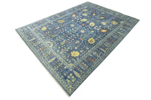 Blue Floral Traditional 12X15 Oushak Chobi Oriental Rug