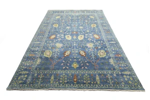 Blue Floral Traditional 12X15 Oushak Chobi Oriental Rug