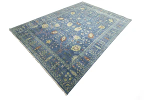 Blue Floral Traditional 12X15 Oushak Chobi Oriental Rug