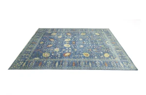 Blue Floral Traditional 12X15 Oushak Chobi Oriental Rug