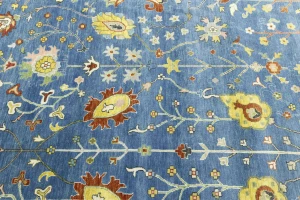 Blue Floral Traditional 12X15 Oushak Chobi Oriental Rug