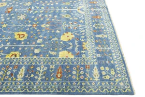 Blue Floral Traditional 12X15 Oushak Chobi Oriental Rug