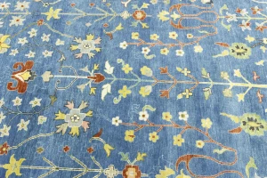 Blue Floral Traditional 12X15 Oushak Chobi Oriental Rug