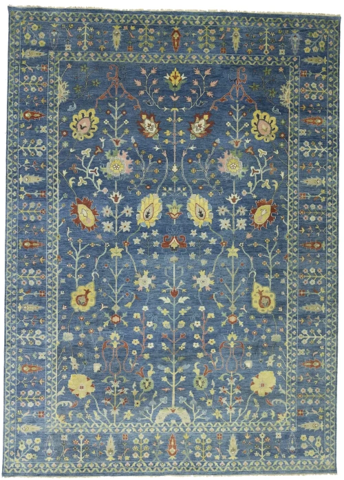 Blue Floral Traditional 10X14 Oushak Chobi Oriental Rug