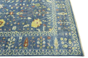 Blue Floral Traditional 10X14 Oushak Chobi Oriental Rug