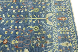 Blue Floral Traditional 10X14 Oushak Chobi Oriental Rug