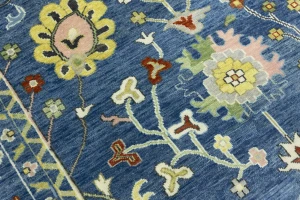 Blue Floral Traditional 10X14 Oushak Chobi Oriental Rug