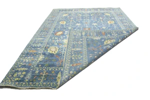 Blue Floral Traditional 10X14 Oushak Chobi Oriental Rug