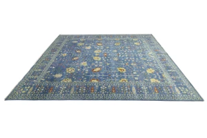 Blue Floral Traditional 10X14 Oushak Chobi Oriental Rug