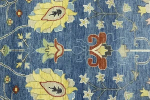 Blue Floral Traditional 10X14 Oushak Chobi Oriental Rug
