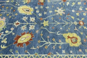 Blue Floral Traditional 10X14 Oushak Chobi Oriental Rug